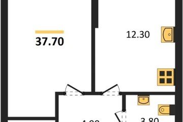 Фото №1: 1-комнатная квартира 37 м², 1/16 эт. - Краснодар, мкр. жилой комплекс Самолёт-6,