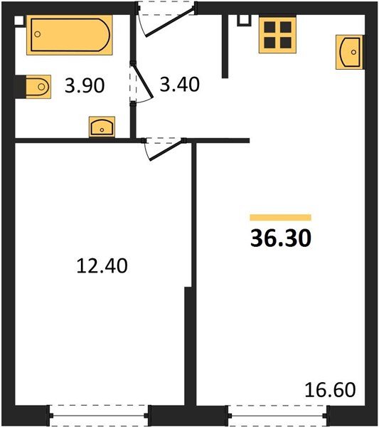 Фото №1: 1-комнатная квартира 36&nbsp;м², 1/16&nbsp;эт. - Краснодар, Прикубанский внутригородской округ, мкр. жилой комплекс Самолёт-6