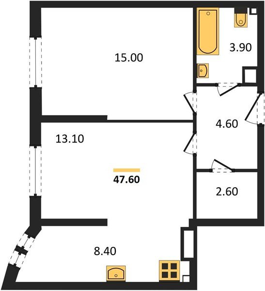 Фото №1: 2-комнатная квартира 47&nbsp;м², 6/16&nbsp;эт. - Краснодар, Прикубанский внутригородской округ, мкр. жилой комплекс Самолёт-6