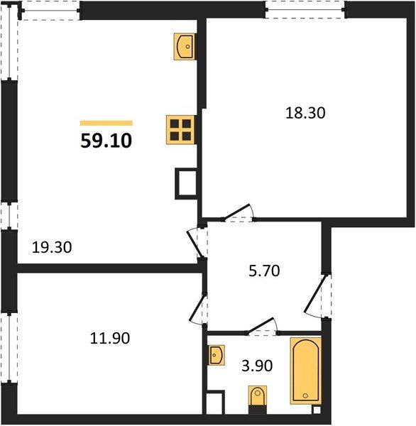 Фото №1: 2-комнатная квартира 59&nbsp;м², 7/16&nbsp;эт. - Краснодар, Прикубанский внутригородской округ, мкр. жилой комплекс Самолёт-6