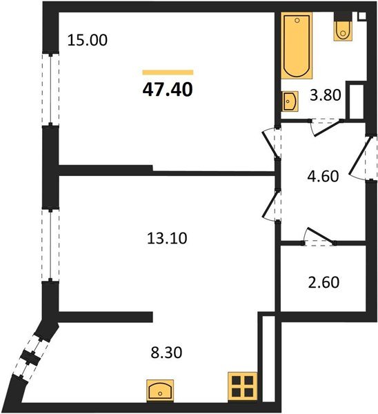 Фото №1: 2-комнатная квартира 47&nbsp;м², 14/16&nbsp;эт. - Краснодар, Прикубанский внутригородской округ, мкр. жилой комплекс Самолёт-6