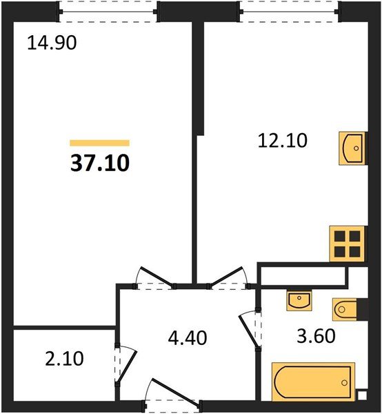 Фото №1: 1-комнатная квартира 37&nbsp;м², 10/16&nbsp;эт. - Краснодар, Прикубанский внутригородской округ, мкр. жилой комплекс Самолёт-6