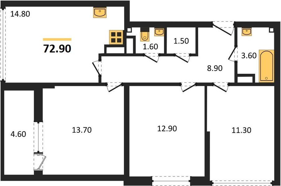 Фото №1: 3-комнатная квартира 72&nbsp;м², 15/16&nbsp;эт. - Краснодар, Прикубанский внутригородской округ, мкр. жилой комплекс Самолёт-6