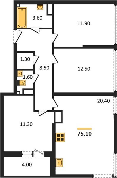 Фото №1: 3-комнатная квартира 75&nbsp;м², 16/16&nbsp;эт. - Краснодар, Прикубанский внутригородской округ, мкр. жилой комплекс Самолёт-6