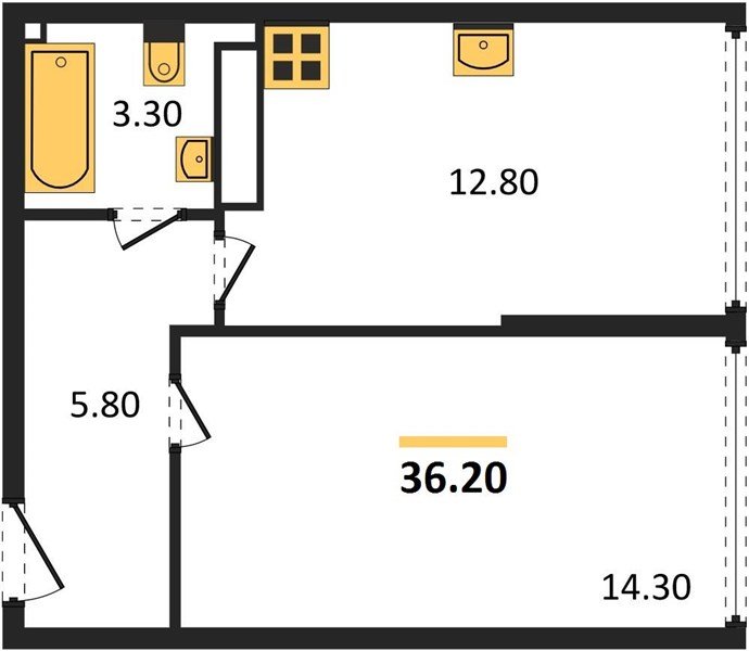 Фото №1: 1-комнатная квартира 36&nbsp;м², 16/16&nbsp;эт. - Краснодар, Прикубанский внутригородской округ, мкр. жилой комплекс Самолёт-6