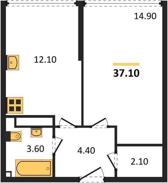 Фото №1: 1-комнатная квартира 37&nbsp;м², 15/16&nbsp;эт. - Краснодар, Прикубанский внутригородской округ, мкр. жилой комплекс Самолёт-6