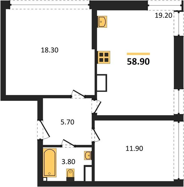 Фото №1: 2-комнатная квартира 58&nbsp;м², 15/16&nbsp;эт. - Краснодар, Прикубанский внутригородской округ, мкр. жилой комплекс Самолёт-6