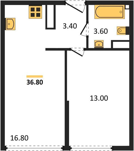 Фото №1: 1-комнатная квартира 36&nbsp;м², 16/16&nbsp;эт. - Краснодар, Прикубанский внутригородской округ, мкр. жилой комплекс Самолёт-6