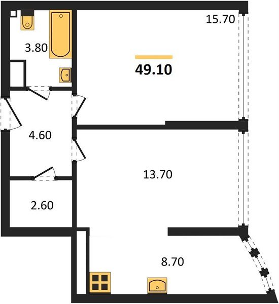 Фото №1: 2-комнатная квартира 49&nbsp;м², 16/16&nbsp;эт. - Краснодар, Прикубанский внутригородской округ, мкр. жилой комплекс Самолёт-6
