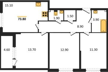 Фото №1: 3-комнатная квартира 73 м², 1/16 эт. - Краснодар, мкр. жилой комплекс Самолёт-6,