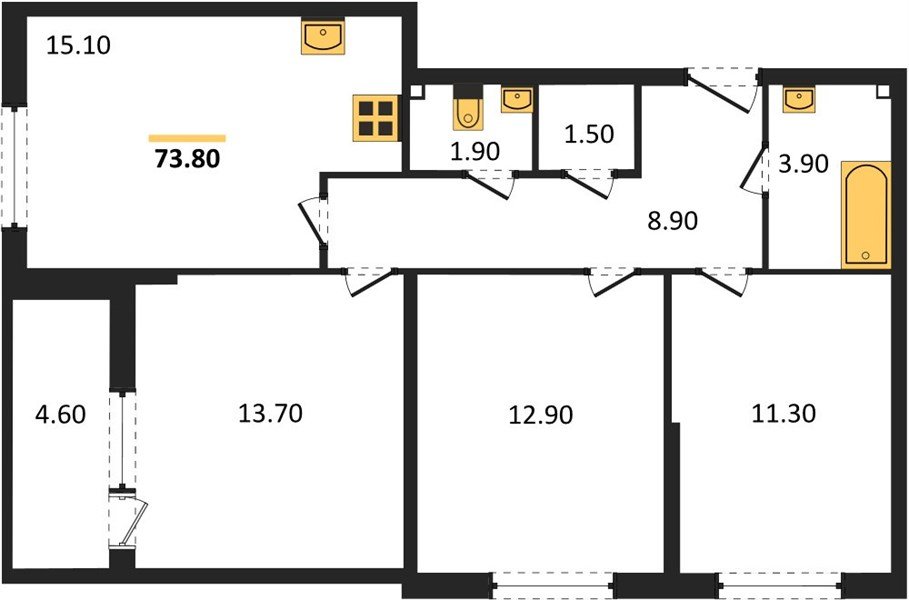 Фото №1: 3-комнатная квартира 73&nbsp;м², 1/16&nbsp;эт. - Краснодар, Прикубанский внутригородской округ, мкр. жилой комплекс Самолёт-6