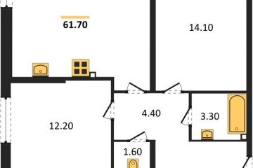 Фото №1: 2-комнатная квартира 61 м², 1/16 эт. - Краснодар, мкр. жилой комплекс Самолёт-6,