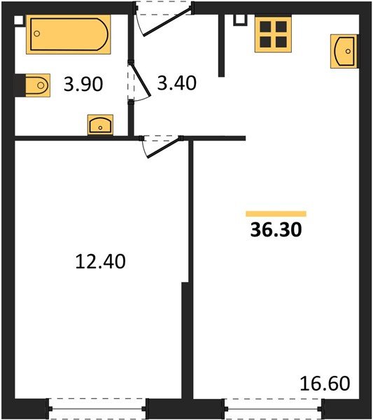 Фото №1: 1-комнатная квартира 36&nbsp;м², 1/16&nbsp;эт. - Краснодар, Прикубанский внутригородской округ, мкр. жилой комплекс Самолёт-6