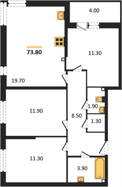 Фото №1: 3-комнатная квартира 73&nbsp;м², 2/16&nbsp;эт. - Краснодар, Прикубанский внутригородской округ, мкр. жилой комплекс Самолёт-6