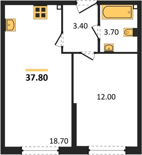 Фото №1: 1-комнатная квартира 37&nbsp;м², 2/16&nbsp;эт. - Краснодар, Прикубанский внутригородской округ, мкр. жилой комплекс Самолёт-6
