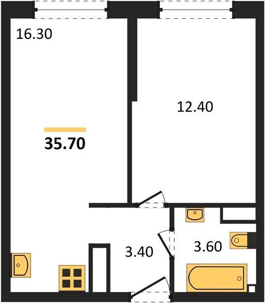 Фото №1: 1-комнатная квартира 35&nbsp;м², 12/16&nbsp;эт. - Краснодар, Прикубанский внутригородской округ, мкр. жилой комплекс Самолёт-6