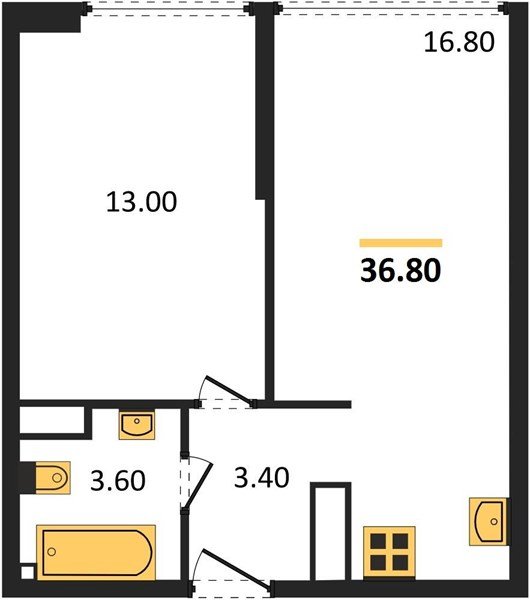 Фото №1: 1-комнатная квартира 36&nbsp;м², 16/16&nbsp;эт. - Краснодар, Прикубанский внутригородской округ, мкр. жилой комплекс Самолёт-6