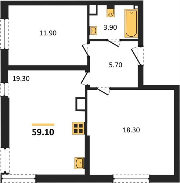 Фото №1: 2-комнатная квартира 59&nbsp;м², 9/16&nbsp;эт. - Краснодар, Прикубанский внутригородской округ, мкр. жилой комплекс Самолёт-6