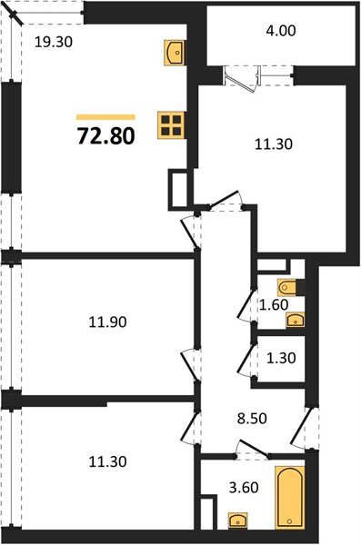 Фото №1: 3-комнатная квартира 72&nbsp;м², 15/16&nbsp;эт. - Краснодар, Прикубанский внутригородской округ, мкр. жилой комплекс Самолёт-6
