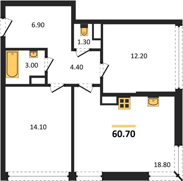 Фото №1: 2-комнатная квартира 60&nbsp;м², 15/16&nbsp;эт. - Краснодар, Прикубанский внутригородской округ, мкр. жилой комплекс Самолёт-6