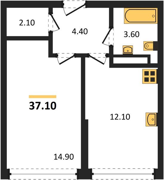 Фото №1: 1-комнатная квартира 37&nbsp;м², 15/16&nbsp;эт. - Краснодар, Прикубанский внутригородской округ, мкр. жилой комплекс Самолёт-6