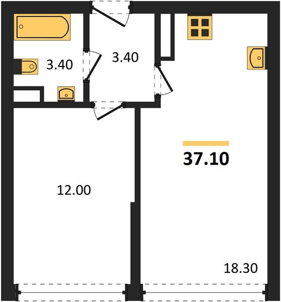 Фото №1: 1-комнатная квартира 37&nbsp;м², 15/16&nbsp;эт. - Краснодар, Прикубанский внутригородской округ, мкр. жилой комплекс Самолёт-6