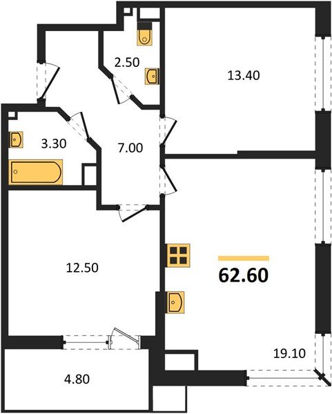 Фото №1: 2-комнатная квартира 62&nbsp;м², 9/18&nbsp;эт. - Краснодар, Прикубанский внутригородской округ, мкр. Парк Победы