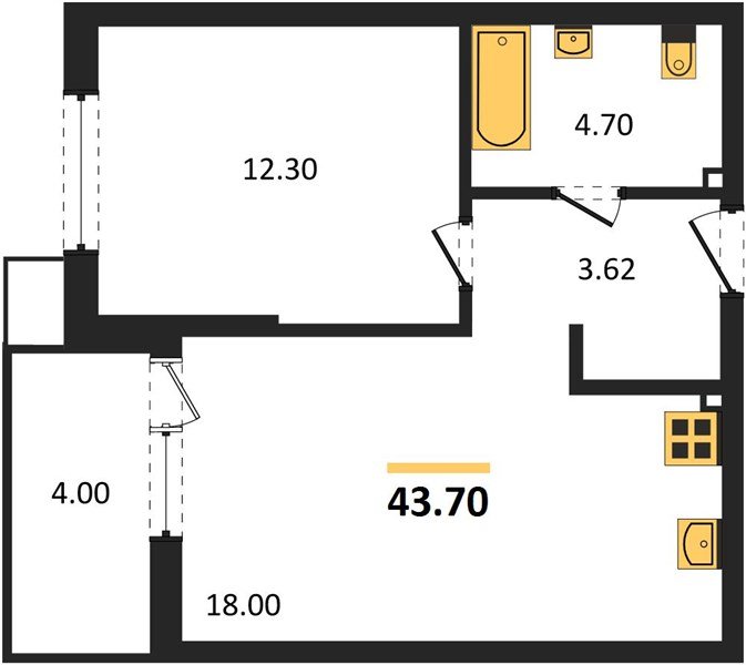 Фото №1: 1-комнатная квартира 43&nbsp;м², 2/18&nbsp;эт. - Краснодар, Прикубанский внутригородской округ, мкр. Парк Победы
