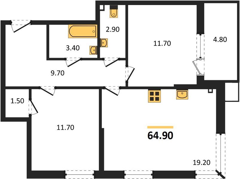 Фото №1: 2-комнатная квартира 64&nbsp;м², 2/18&nbsp;эт. - Краснодар, Прикубанский внутригородской округ, мкр. Парк Победы