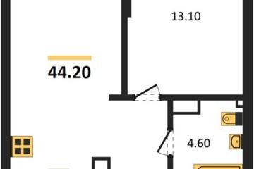 Фото №1: 1-комнатная квартира 44 м², 4/18 эт. - Краснодар, мкр. Парк Победы,