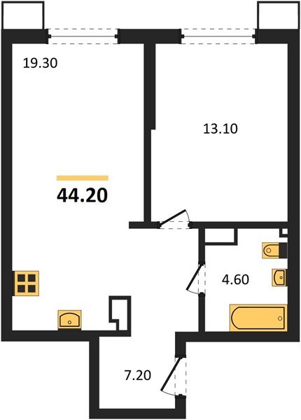 Фото №1: 1-комнатная квартира 44&nbsp;м², 7/18&nbsp;эт. - Краснодар, Прикубанский внутригородской округ, мкр. Парк Победы