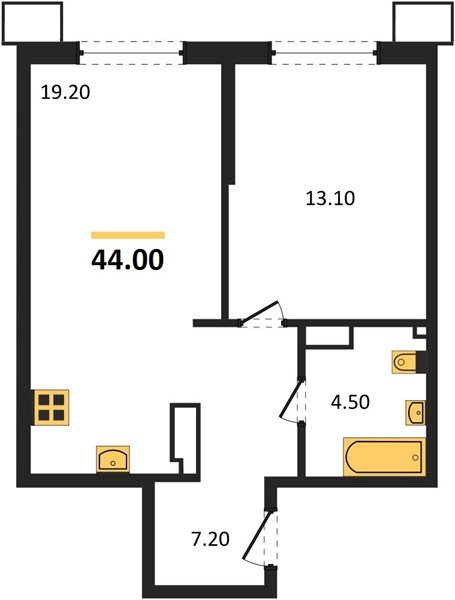 Фото №1: 1-комнатная квартира 44&nbsp;м², 12/18&nbsp;эт. - Краснодар, Прикубанский внутригородской округ, мкр. Парк Победы