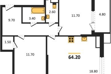Фото №1: 2-комнатная квартира 64 м², 13/18 эт. - Краснодар, мкр. Парк Победы,