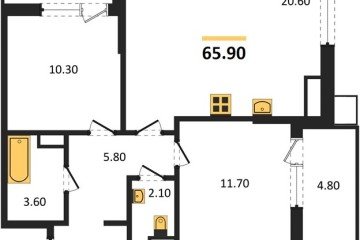 Фото №1: 2-комнатная квартира 65 м², 17/18 эт. - Краснодар, мкр. Парк Победы,