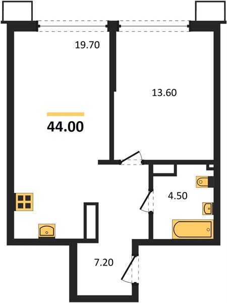 Фото №1: 1-комнатная квартира 44&nbsp;м², 18/18&nbsp;эт. - Краснодар, Прикубанский внутригородской округ, мкр. Парк Победы