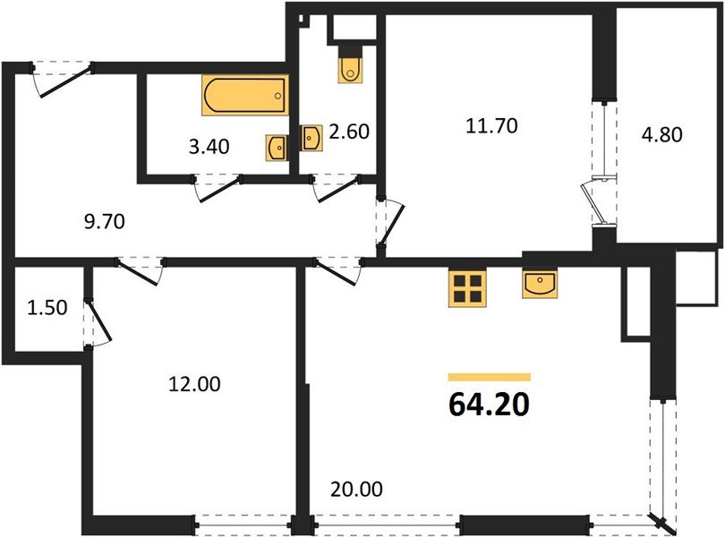 Фото №1: 2-комнатная квартира 64&nbsp;м², 18/18&nbsp;эт. - Краснодар, Прикубанский внутригородской округ, мкр. Парк Победы