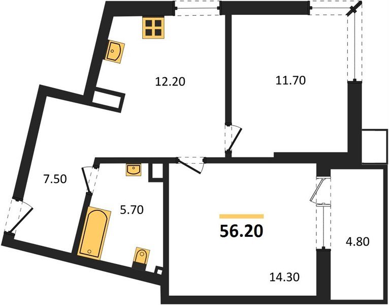 Фото №1: 2-комнатная квартира 56&nbsp;м², 6/18&nbsp;эт. - Краснодар, Прикубанский внутригородской округ, мкр. Парк Победы