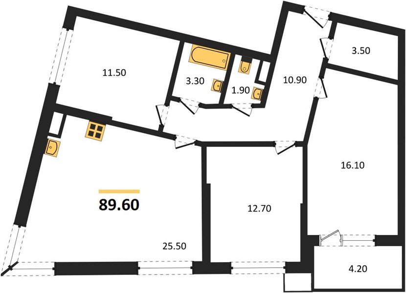 Фото №1: 3-комнатная квартира 89&nbsp;м², 9/18&nbsp;эт. - Краснодар, Прикубанский внутригородской округ, мкр. Парк Победы
