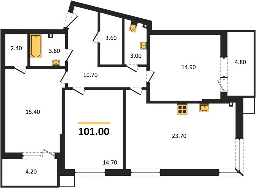 Фото №1: 3-комнатная квартира 101&nbsp;м², 2/18&nbsp;эт. - Краснодар, Прикубанский внутригородской округ, мкр. Парк Победы