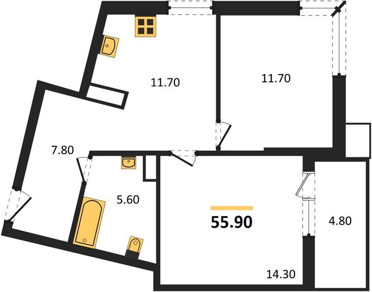 Фото №1: 2-комнатная квартира 55&nbsp;м², 16/18&nbsp;эт. - Краснодар, Прикубанский внутригородской округ, мкр. Парк Победы