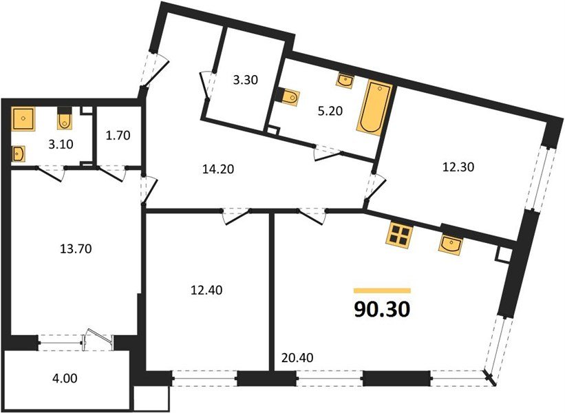 Фото №1: 3-комнатная квартира 90&nbsp;м², 2/18&nbsp;эт. - Краснодар, Прикубанский внутригородской округ, мкр. Парк Победы