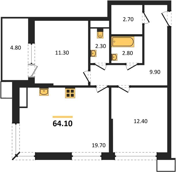 Фото №1: 2-комнатная квартира 64&nbsp;м², 18/18&nbsp;эт. - Краснодар, Прикубанский внутригородской округ, мкр. Парк Победы