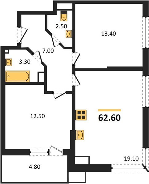 Фото №1: 2-комнатная квартира 62&nbsp;м², 9/18&nbsp;эт. - Краснодар, Прикубанский внутригородской округ, мкр. Парк Победы