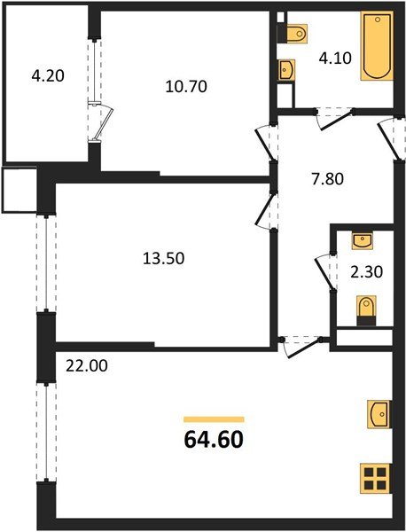 Фото №1: 2-комнатная квартира 64&nbsp;м², 8/18&nbsp;эт. - Краснодар, Прикубанский внутригородской округ, мкр. Парк Победы