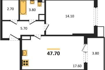 Фото №1: 1-комнатная квартира 47 м², 5/18 эт. - Краснодар, мкр. Парк Победы,