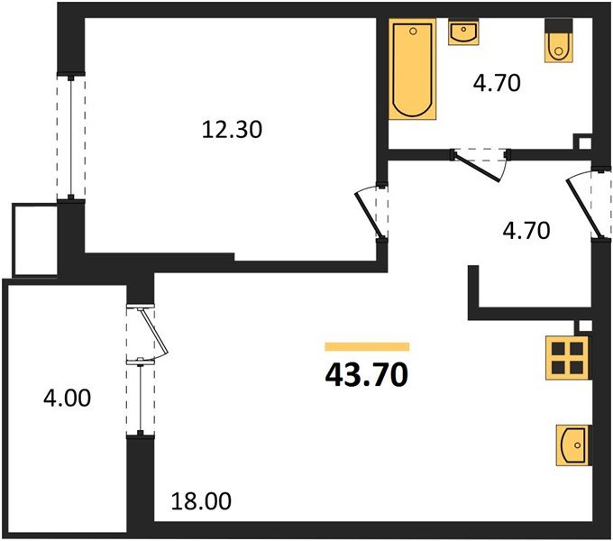 Фото №1: 1-комнатная квартира 43&nbsp;м², 2/18&nbsp;эт. - Краснодар, Прикубанский внутригородской округ, мкр. Парк Победы