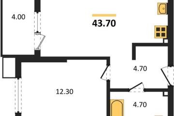 Фото №1: 1-комнатная квартира 43 м², 2/18 эт. - Краснодар, мкр. Парк Победы,