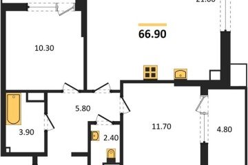 Фото №1: 2-комнатная квартира 66 м², 2/18 эт. - Краснодар, мкр. Парк Победы,