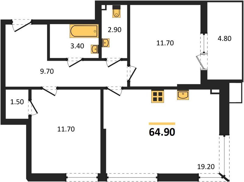 Фото №1: 2-комнатная квартира 64&nbsp;м², 2/18&nbsp;эт. - Краснодар, Прикубанский внутригородской округ, мкр. Парк Победы