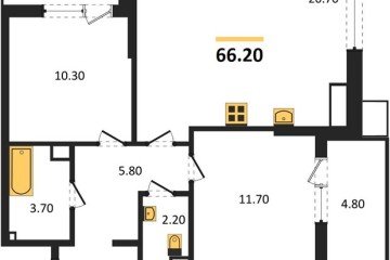 Фото №1: 2-комнатная квартира 66 м², 9/18 эт. - Краснодар, мкр. Парк Победы,